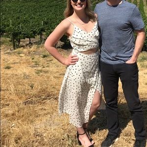 White polka dot midi dress